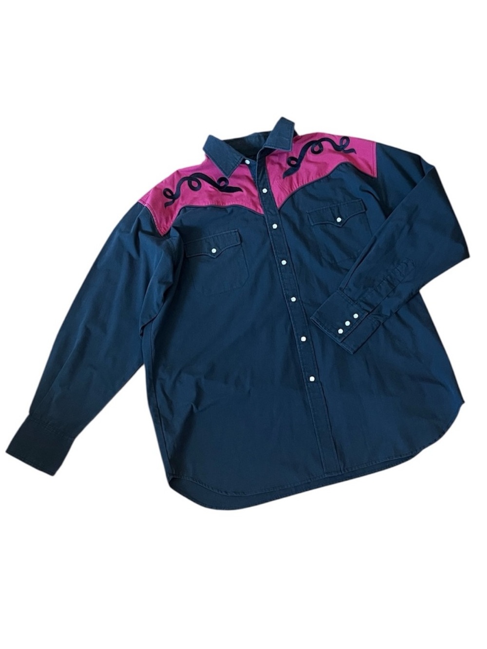 VTG High Noon Embroidered Western Shirt Pearl Snap Cowboy Rodeo Men’s Size Large